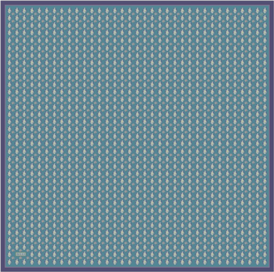 Petrol Etnik Desen %100 Twill İpek Eşarp 4308-80