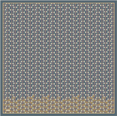 Petrol Geometrik Desen %100 Twill İpek Eşarp 4403-53