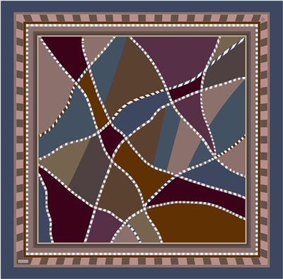 Petrol Geometrik Desen %100 Twill İpek Eşarp 4419-54