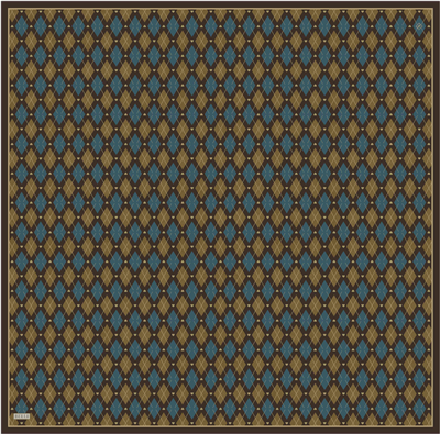 Petrol Geometrik Desen %100 Twill İpek Eşarp 4408-52
