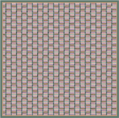 Petrol Yeşili Çok Renkli Geometrik Desen %100 Twill İpek Eşarp 4302-82