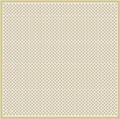 Sarı Etnik Desen %100 Twill İpek Eşarp 4308-05