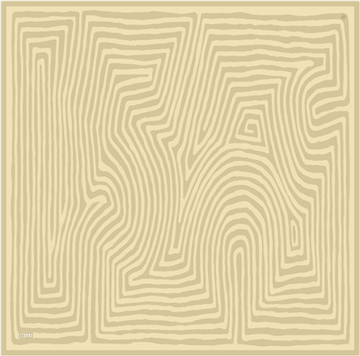 Sarı Geometrik Desen %100 Twill İpek Eşarp 4325-06