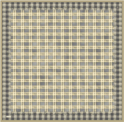 Sarı Geometrik Desen %100 Twill İpek Eşarp 4421-33