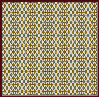 Sarı Geometrik Desen %100 Twill İpek Eşarp 4408-04