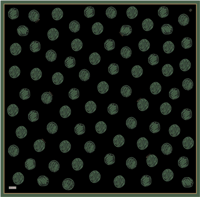 Siyah Geometrik Desen %100 Twill İpek Eşarp 4427-35