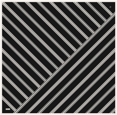 Siyah Geometrik Desen %100 Twill İpek Eşarp 4405-81