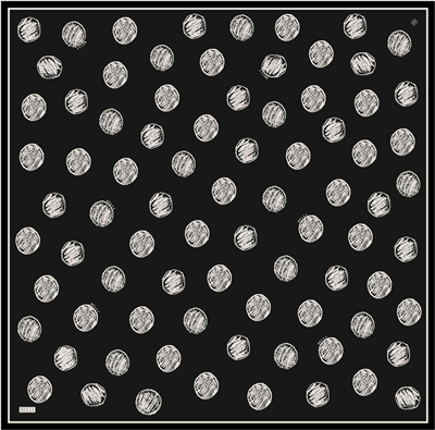 Siyah Geometrik Desen %100 Twill İpek Eşarp 4427-02