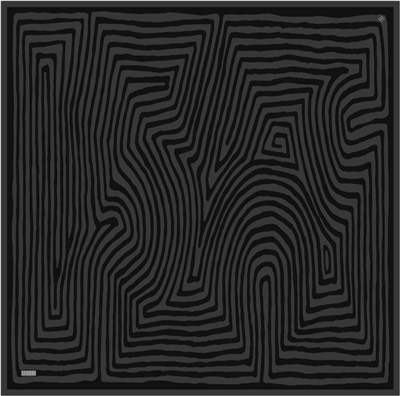 Siyah Geometrik Desen %100 Twill İpek Eşarp 4325-84