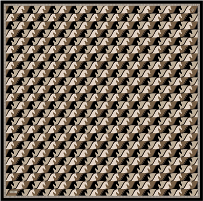 Siyah Geometrik Desen %100 Twill İpek Eşarp 4406-05