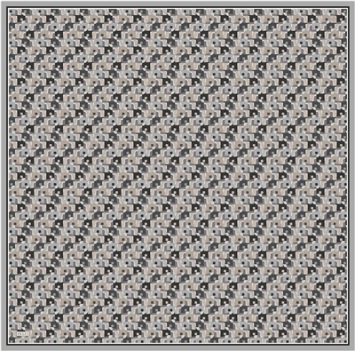 Siyah Geometrik Desen %100 Twill İpek Eşarp 4402-32