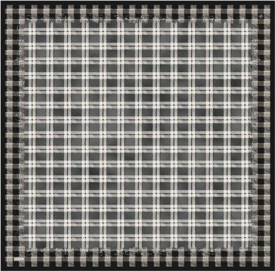 Siyah Geometrik Desen %100 Twill İpek Eşarp 4421-84