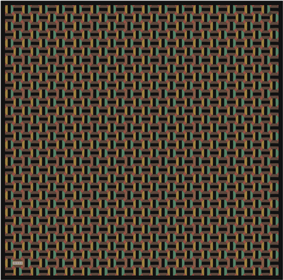 Siyah Geometrik Desen %100 Twill İpek Eşarp 4407-55