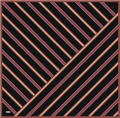 Siyah Geometrik Desen %100 Twill İpek Eşarp 4405-52