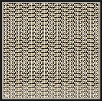 Siyah Geometrik Desen %100 Twill İpek Eşarp 4403-84