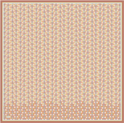 Turuncu Geometrik Desen %100 Twill İpek Eşarp 4403-81