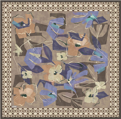 Vizon Çiçek Deseni %100 Twill İpek Eşarp 4426-33