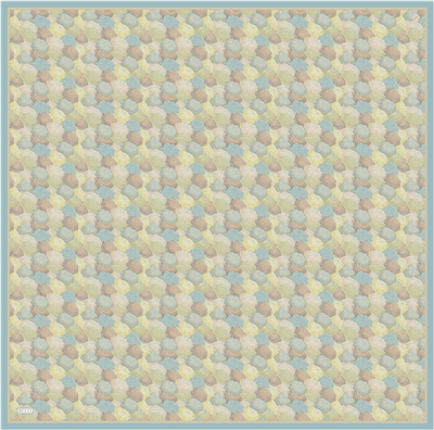 Yeşil Çok Renkli Obje Desen %100 Twill İpek Eşarp 4313-82