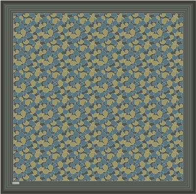 Yeşil Etnik Desen %100 Twill İpek Eşarp 4422-32