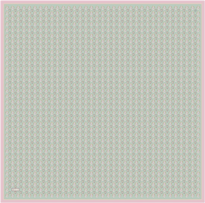 Yeşil Etnik Desen %100 Twill İpek Eşarp 4308-34