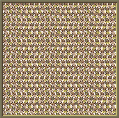 Yeşil Geometrik Desen %100 Twill İpek Eşarp 4402-34