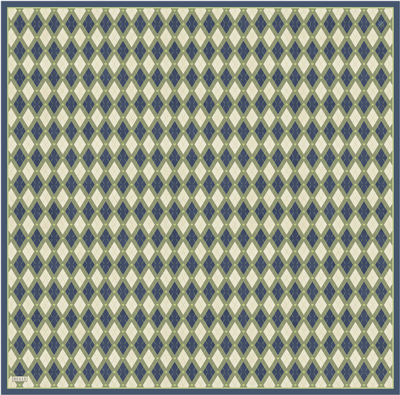 Yeşil Geometrik Desen %100 Twill İpek Eşarp 4408-85