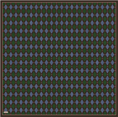 Yeşil Geometrik Desen %100 Twill İpek Eşarp 4408-82