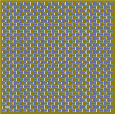 Yeşil Geometrik Desen %100 Twill İpek Eşarp 4407-80