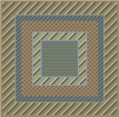 Yeşil Geometrik Desen %100 Twill İpek Eşarp 4423-02