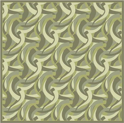 Yeşil Geometrik Desen %100 Twill İpek Eşarp 4327-86