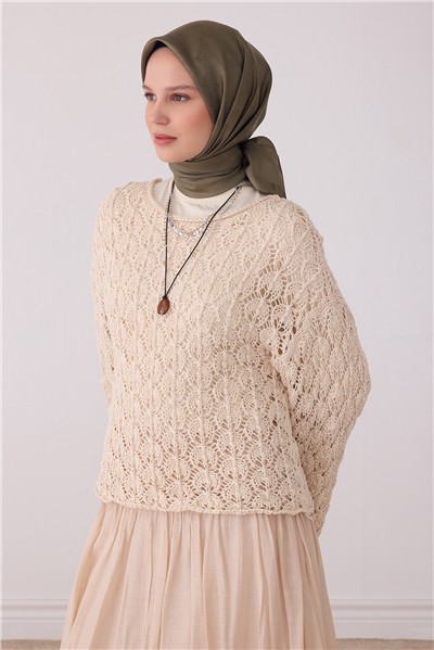 Yeşil Soyut Desen %100 Twill İpek Eşarp 4428-04