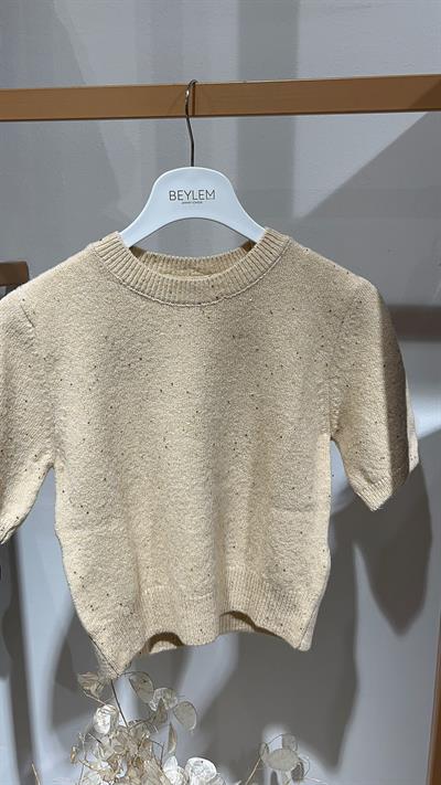 PULLU SİMLİ KISA KOL TRİKO BEJ 3976