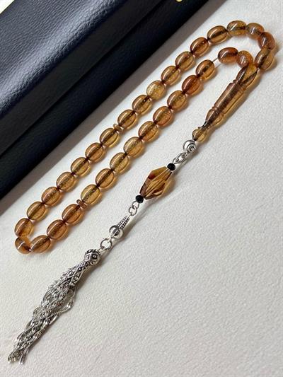 Simli Özel Döküm Sıkma Kehribarı Tesbih