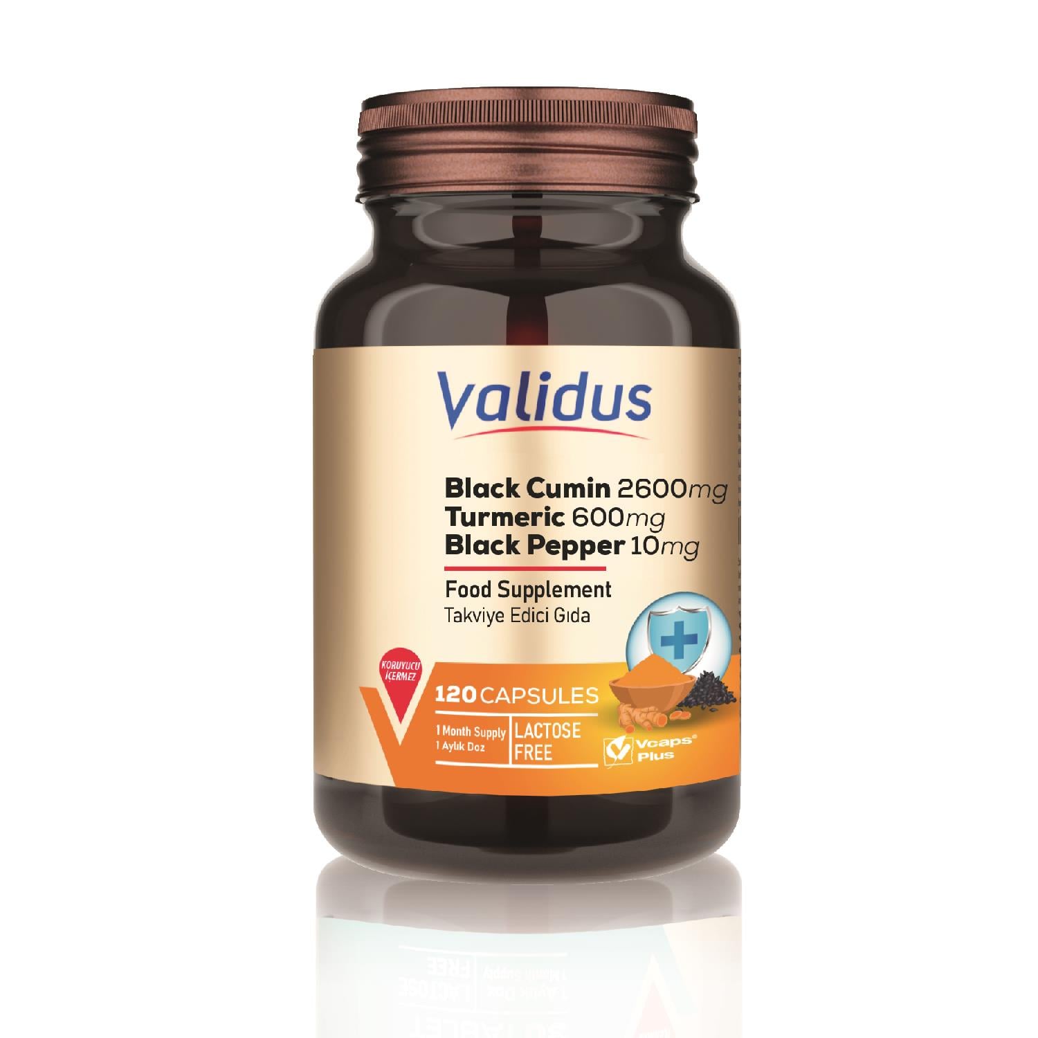 Validus Çörekotu, Zerdeçal ve Karabiber Ekstreleri İçeren Kapsül Takviye Edici Gıda