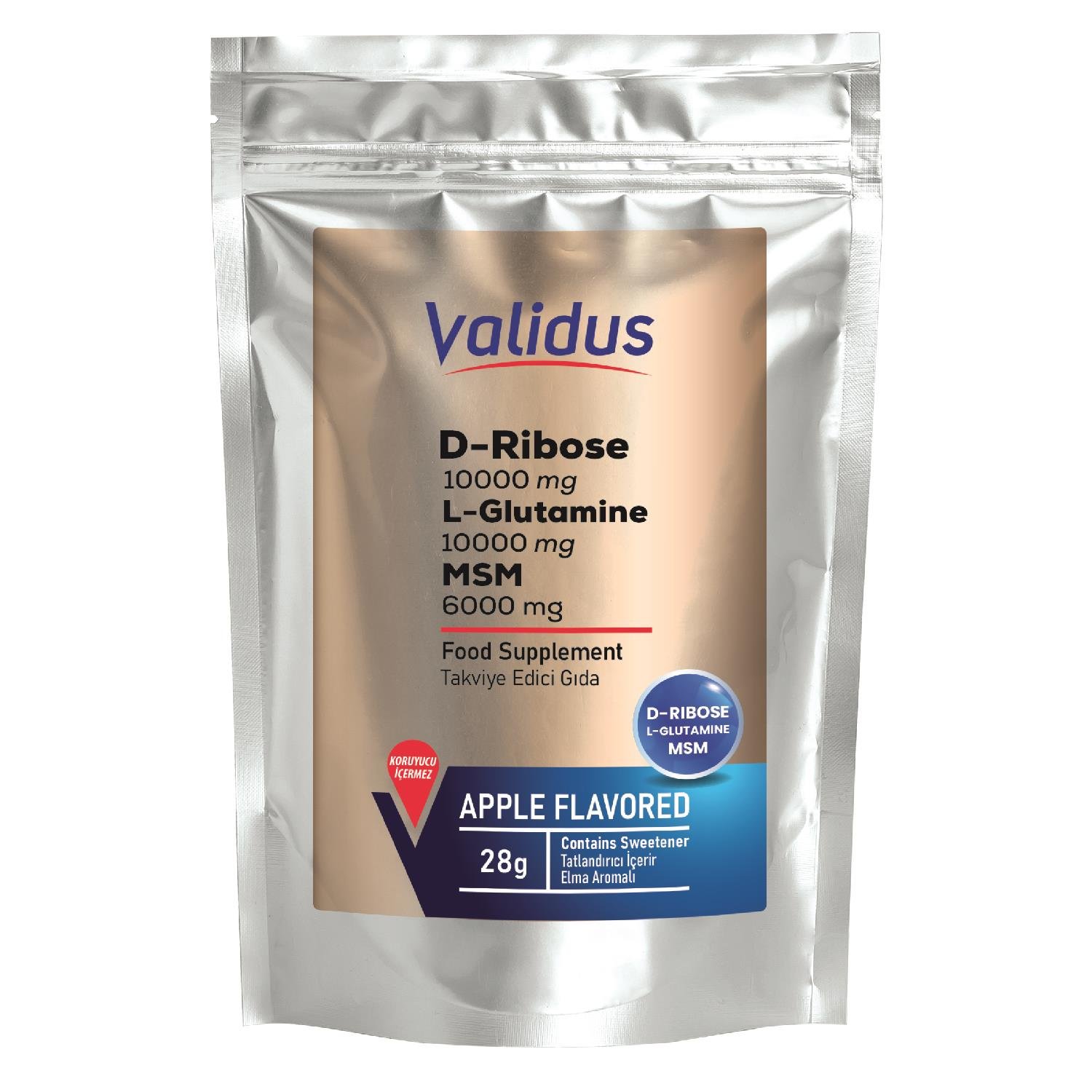 Validus D-Riboz, L-Glutamin ve MSM İçeren Takviye Edici Gıda