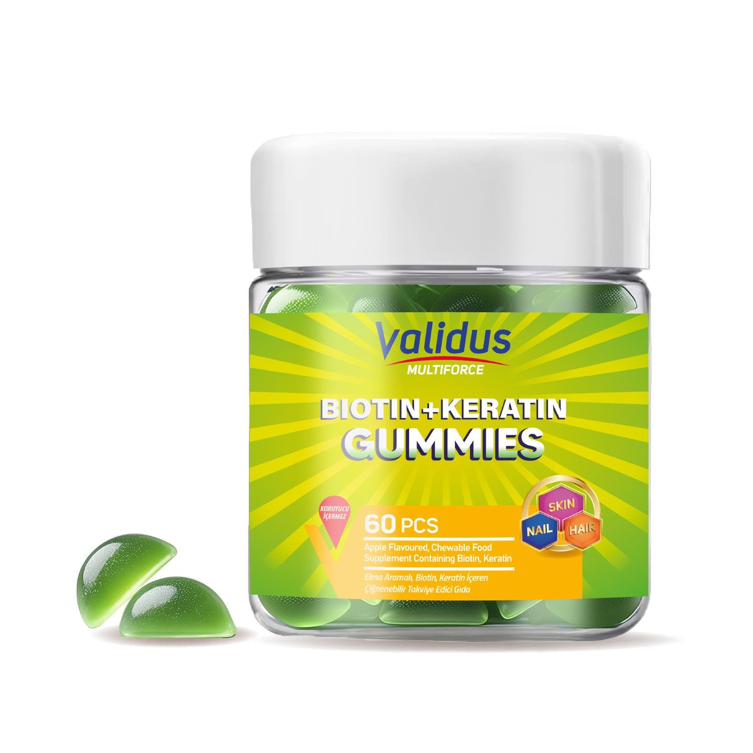 Validus Multiforce Biotin + Keratin 60 Gummies