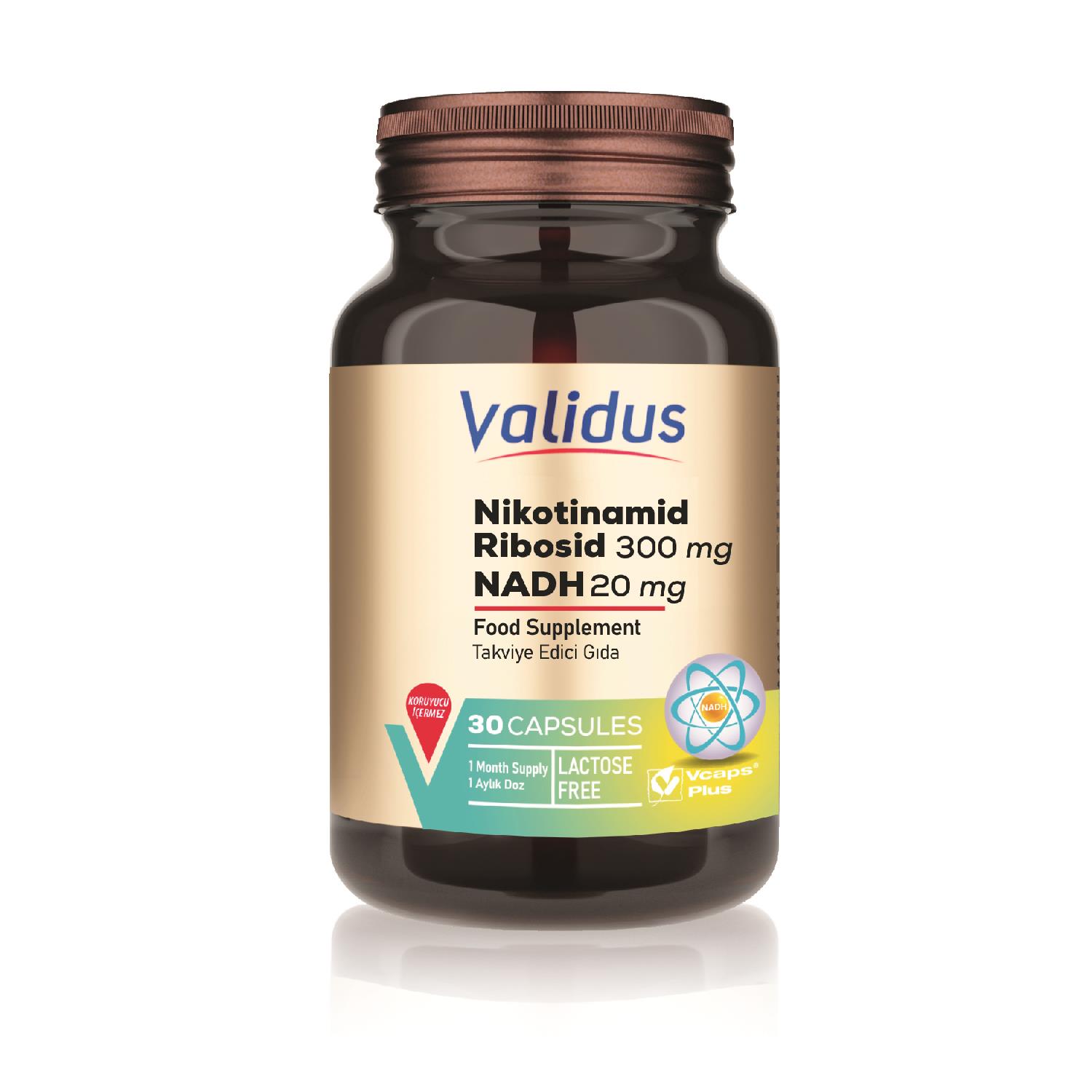 Validus Nikotinamid Ribosid ve NADH İçeren Kapsül Takviye Edici Gıda
