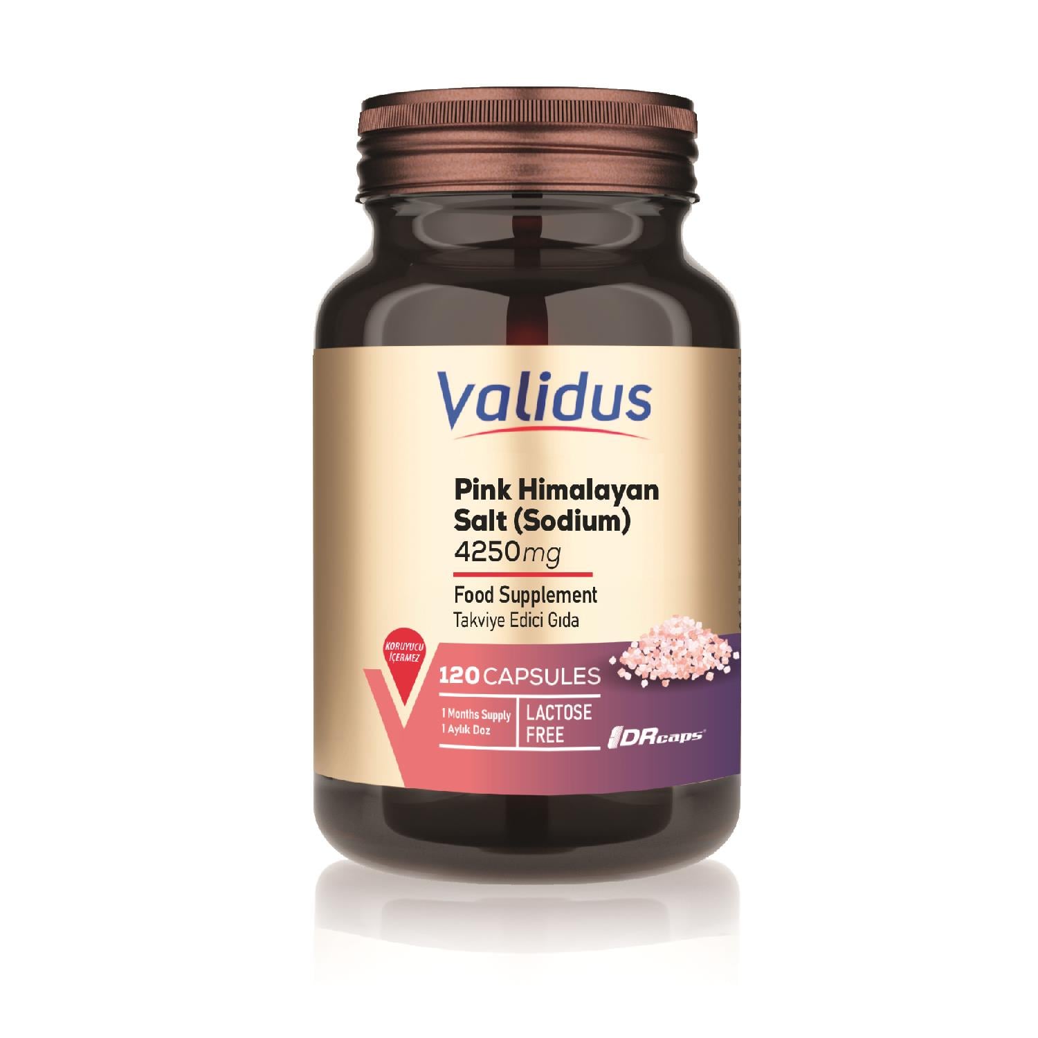 Validus Pink Himalayan Salt Sodyum 200 mg 120 Capsules