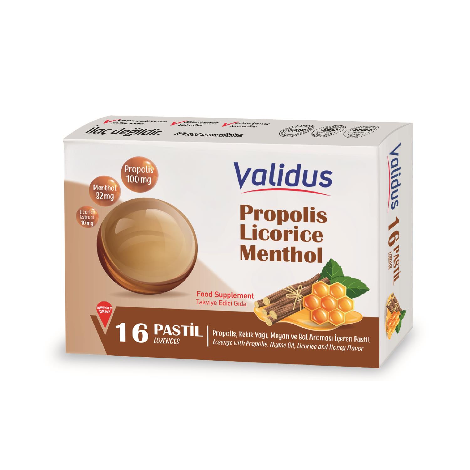 Validus Propolis+Thyme Oil+Licoerice+Honey 16 Pastille