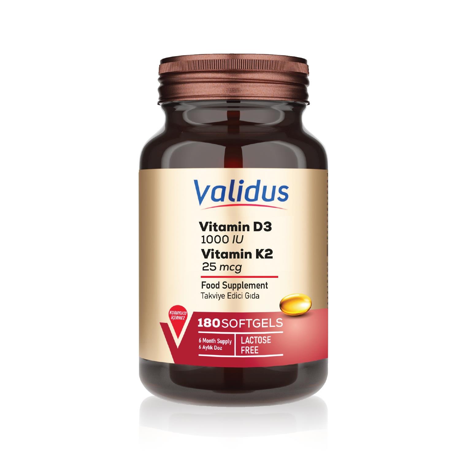 Validus Vitamin D3 + Vitamin K2 180 Softgel