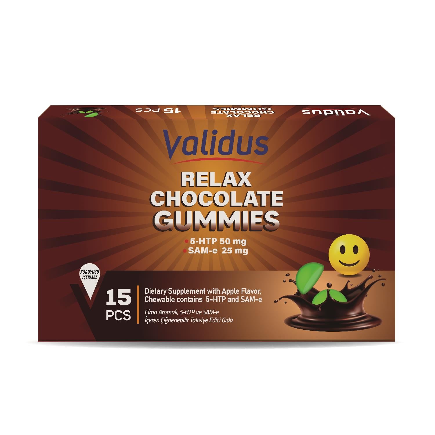 Validus Relax Chocolate 15 Gummies 5-HTTP 50 mg + Sam-e 25 mg