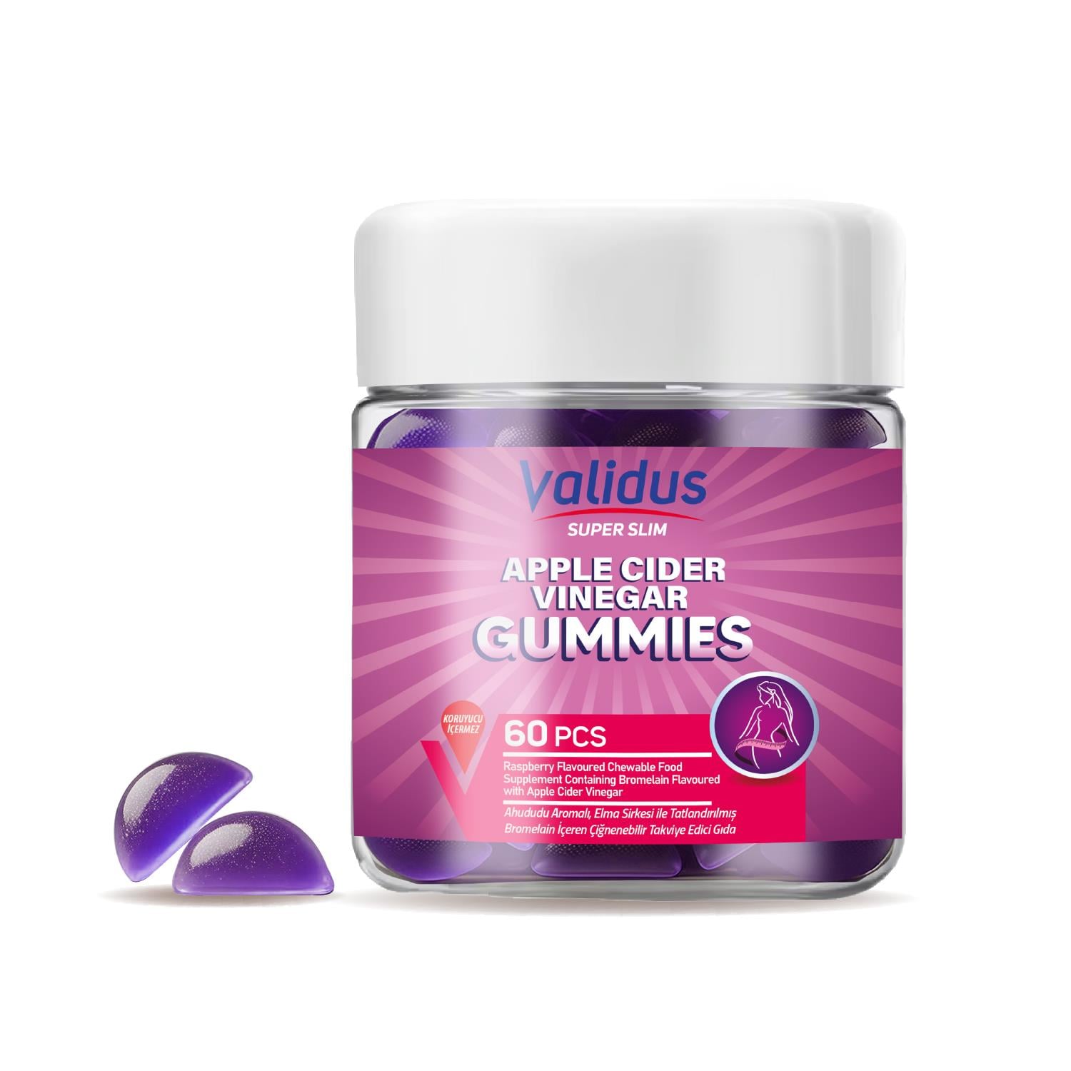 Validus Super Slim Apple Cider Vinegar + Bromelain 60 Gummies