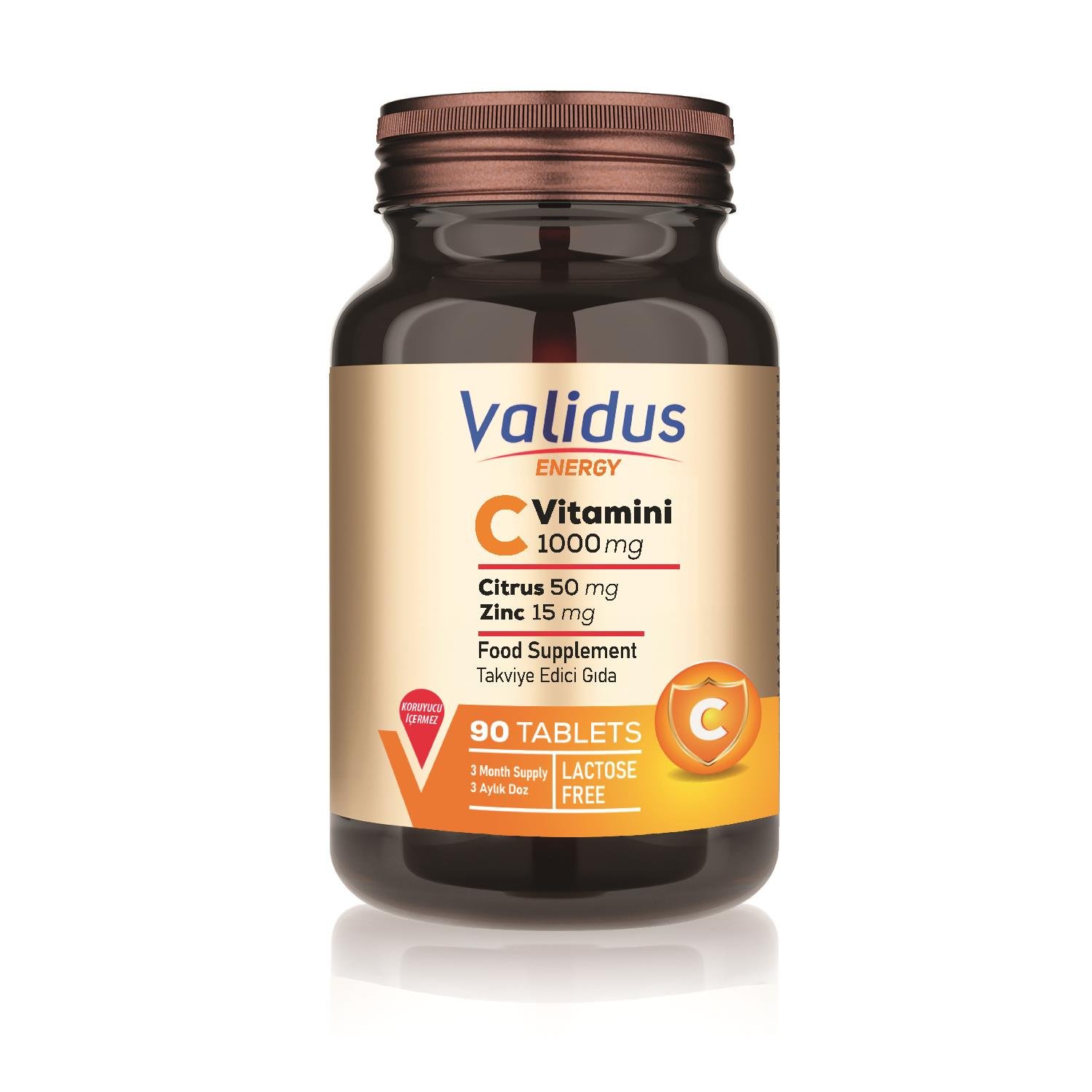 Validus Vitamin C 1000 Mg + Citrus + Zinc 90 Tablets