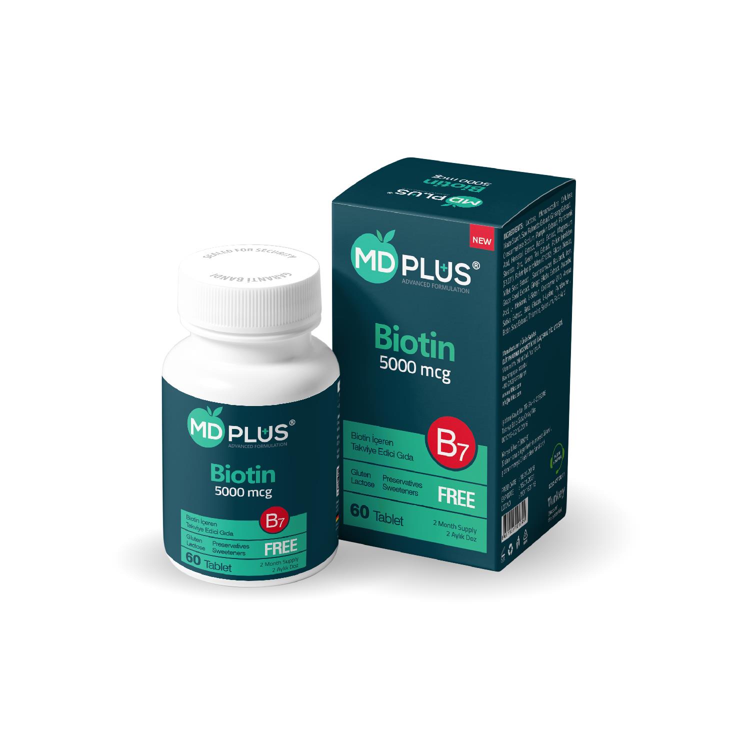 Md Plus Advanced Hair Biotin 5000 Mcg  60 Tablet