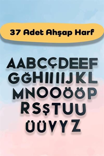 37 Adet Ahşap Alfabe Harfleri-eğitici Oyuncak-dikkat Ve Zeka Geliştirir