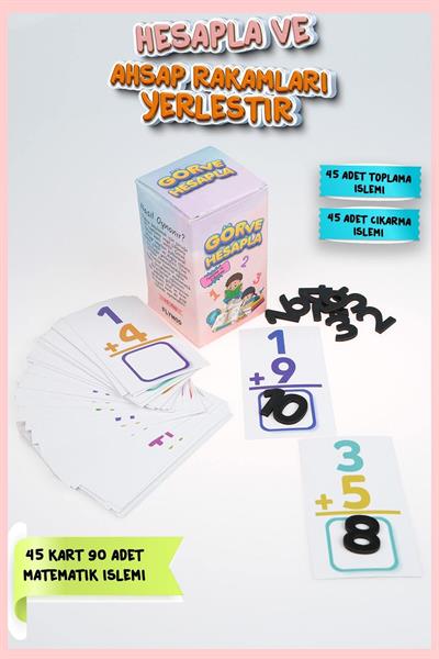 Gör ve Hesapla Montessori Matematik Toplama ve Çıkarma Kreş Ana 1.sınıf Eğitici Zeka Kutusu Oyunu