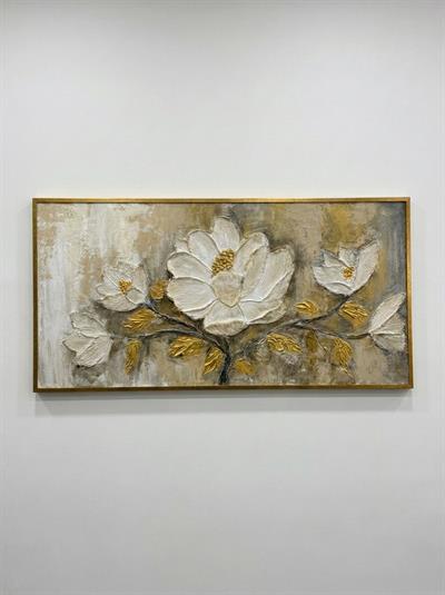  El Yapımı Dokulu Çiçekli Tablo