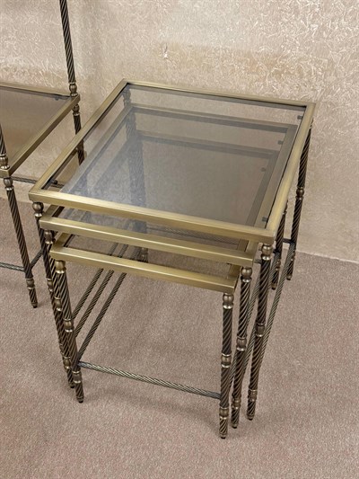  Eskitme Camlı Zigon Sehpa