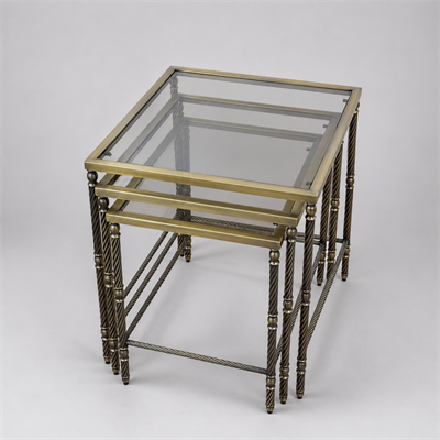  Eskitme Camlı Zigon Sehpa