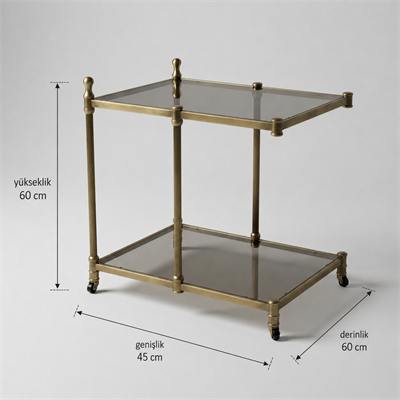  Füme Cam Servis Arabası